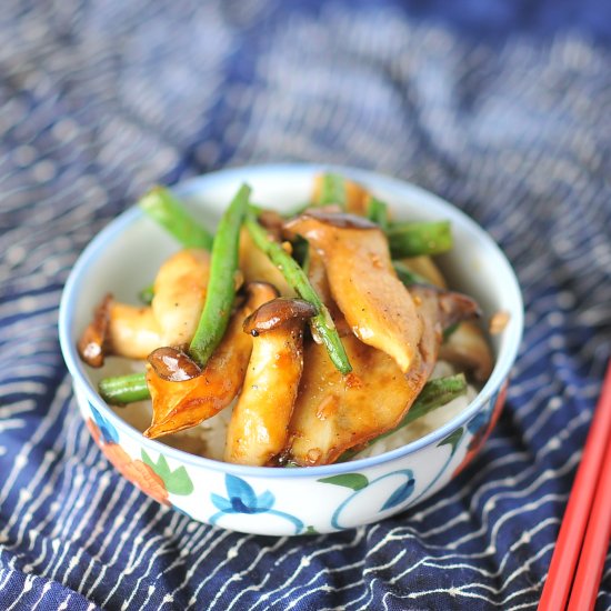 Oyster Mushrooms with Green Beans