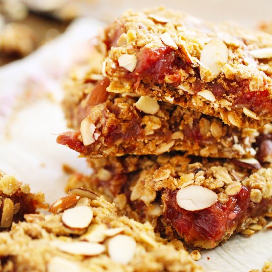 Rhubarb Almond Oatmeal Bars