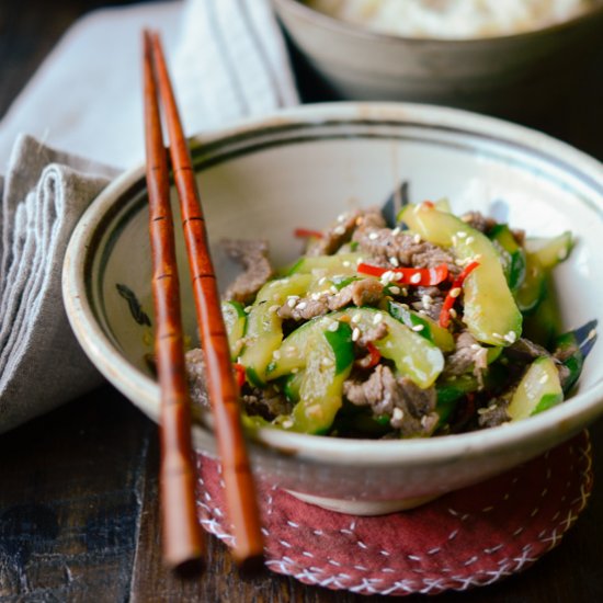 Beef and Cucumber Stir-Fry