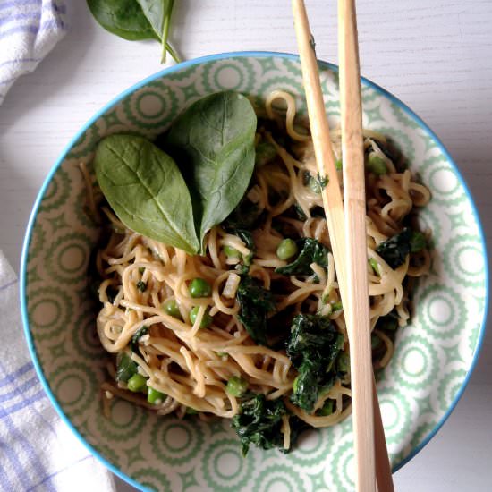 Vegan Spinach Peanut Butter Noodles