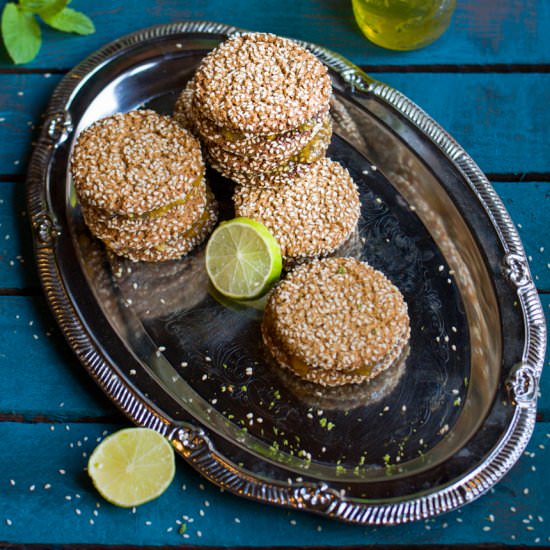 Sesame Cookies with Peach Filling