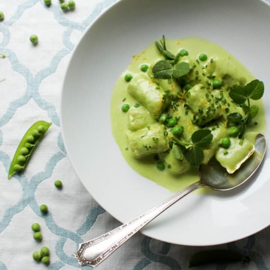 Sweet Pea Gnocchi + Tarragon Cream