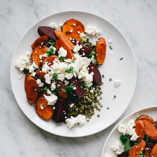 Roasted Vegetables and Lentil Salad