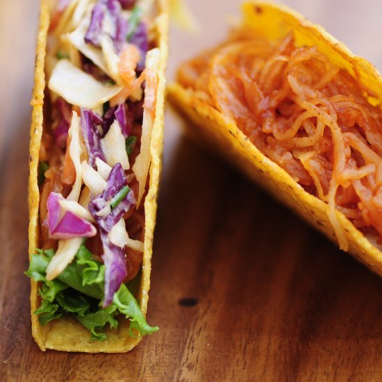 Pulled spaghetti squash tacos