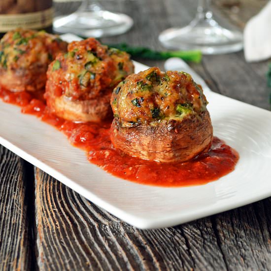 Sausage and Kale Stuffed Mushrooms