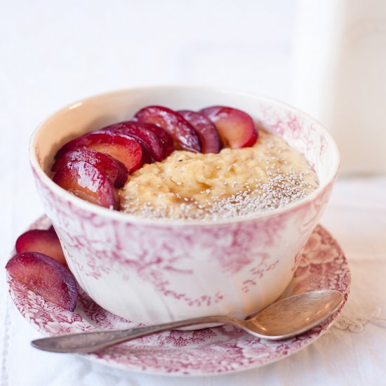 Millet Porridge with Honey Plums