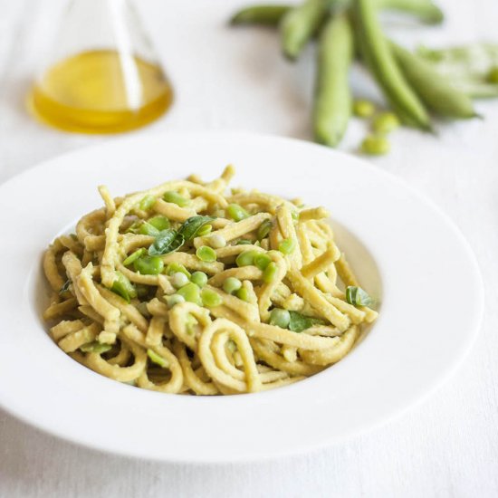 Pasta with Cream of Peas and Beans