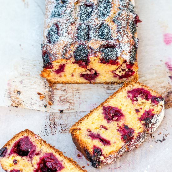 Boysenberry, Lemon and Almond Loaf