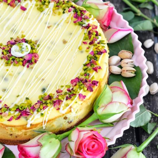 White Choc Pistachio Cheesecake