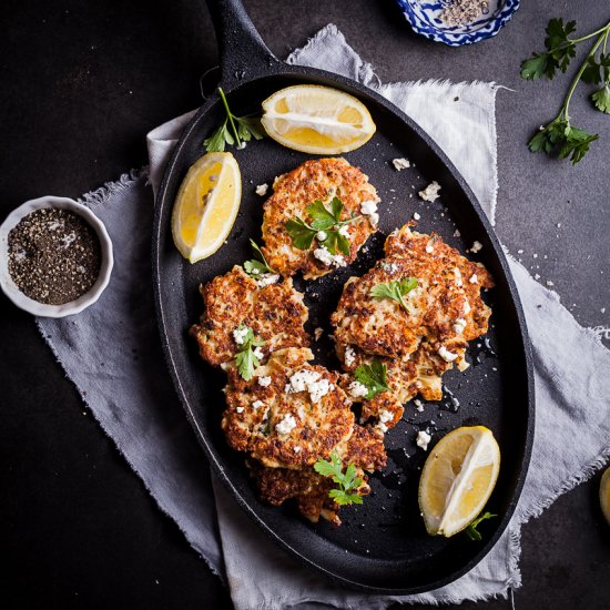 Cauliflower feta fritters