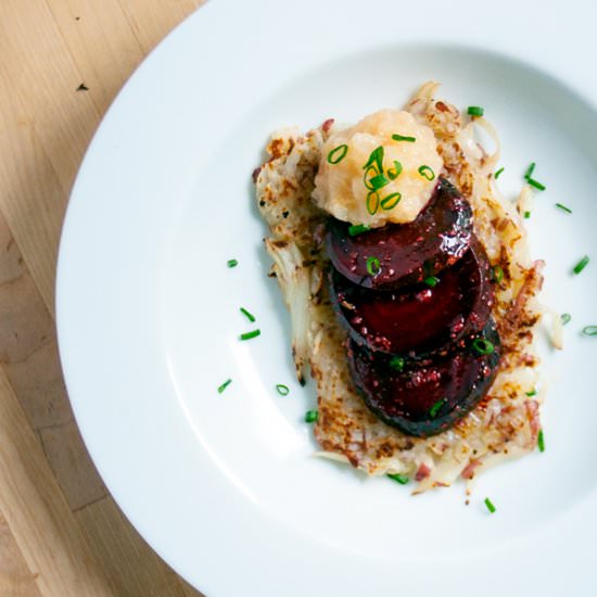 Latkes with Maple Miso Apple Sauce