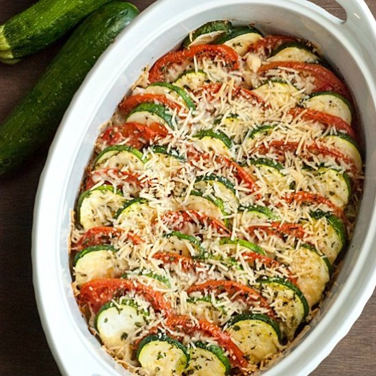 Parmesan, Zucchini, & Tomato Gratin