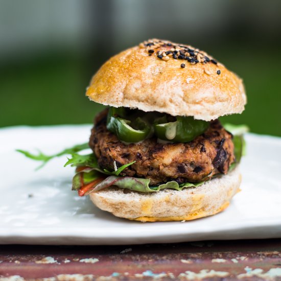 Summer Black Bean Walnut Burgers