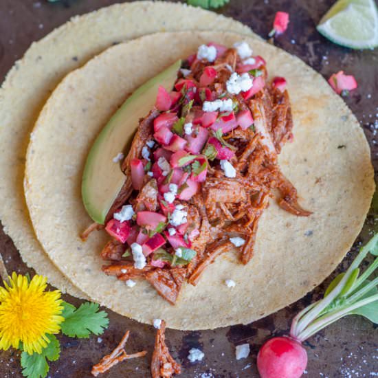 Carnitas Tacos with Radish Salsa