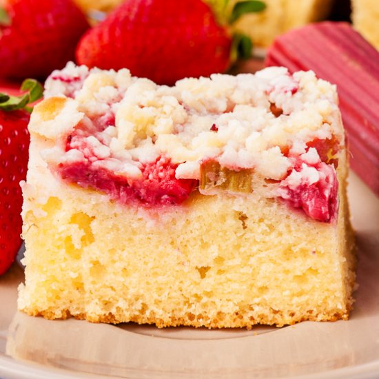 Strawberry Rhubarb Buttermilk Cake