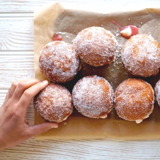 Rhubarb and Custard Doughnuts