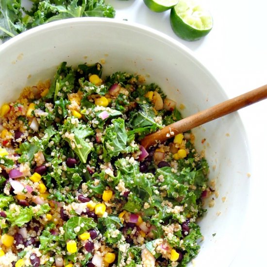 Spicy Kale Quinoa Black Bean Salad