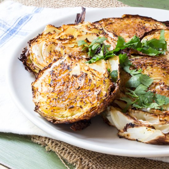 Garlicky Roasted Cabbage Steaks