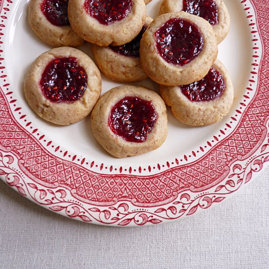 Pecan Raspberry Thumbprint Cookes