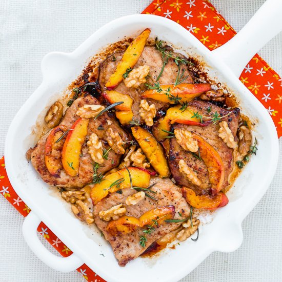 Grilled Pork Chops with Peaches