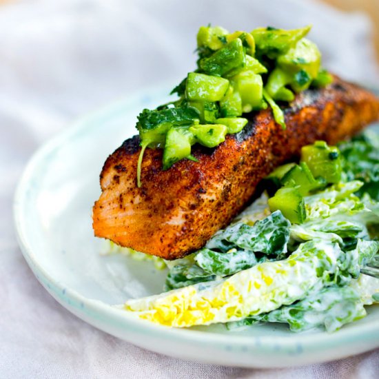 Grilled Salmon w/ Avocado Salsa