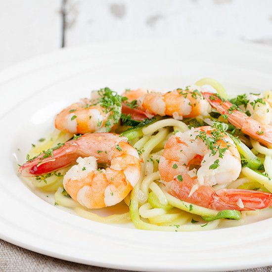 Courgette Spaghetti with Shrimp