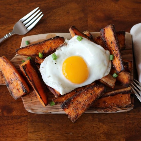 Sweet Potato Wedges & Eggs