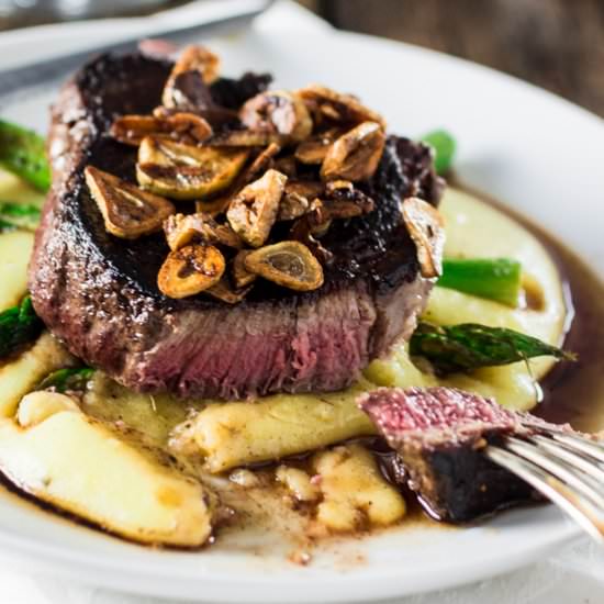 Filet Mignon Steak with Garlic