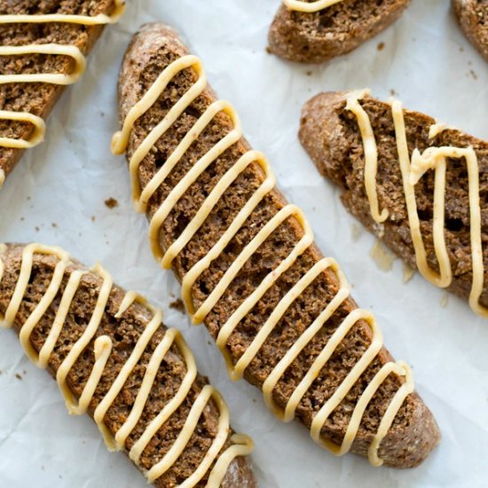 Chocolate Biscotti with PB Glaze