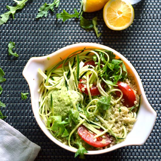 Arugula Zucchini Pesto Quinoa