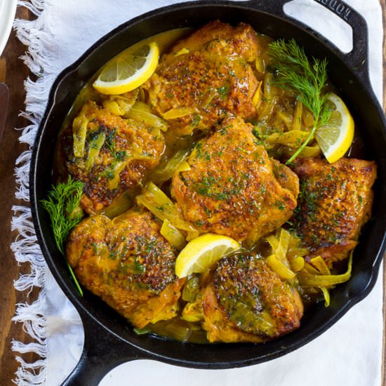 Braised Lemon Chicken with Dill