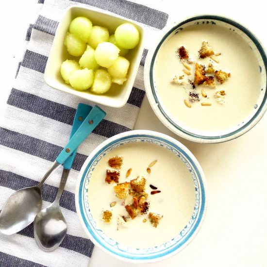 Gazpacho with Pine Nuts and Melon