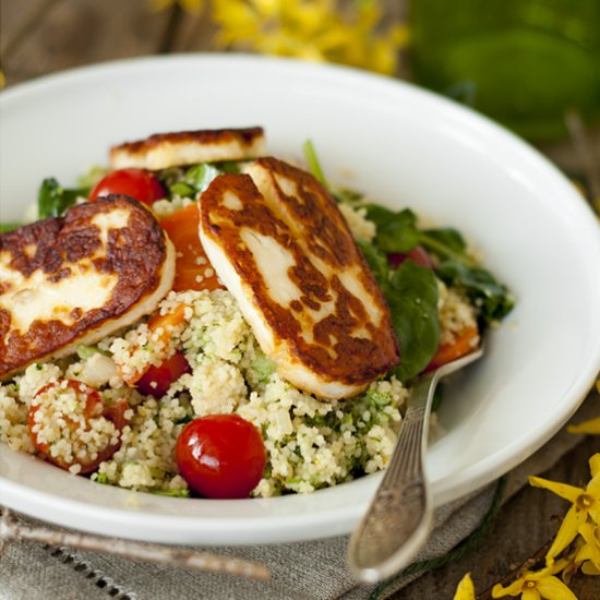 Baked Halloumi Couscous Salad