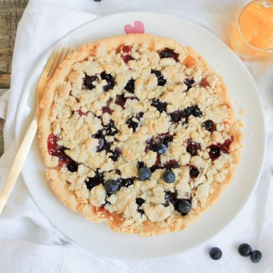 Lemon Curd Blueberry Streusel Cake