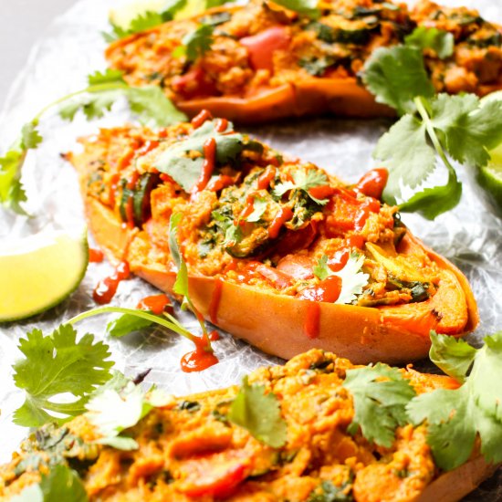 Twice Baked Curry Sweet Potatoes