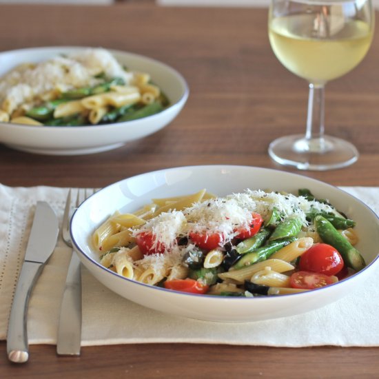 Asparagus with Tomatoes and Olive Penne