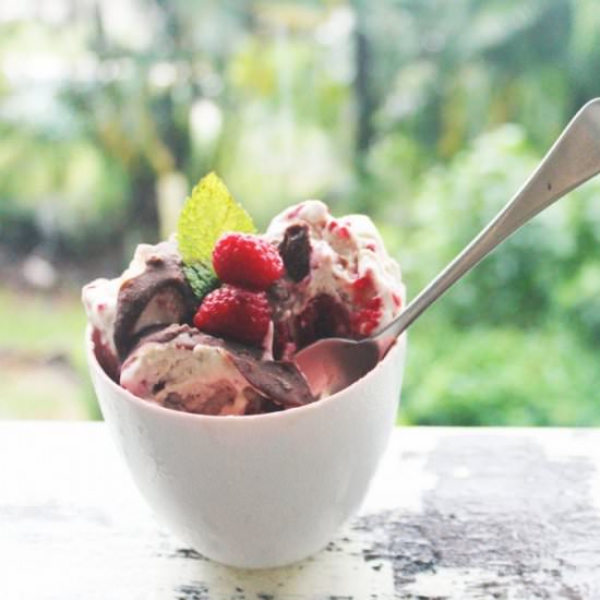 Raspberry Ice Cream with Chocolate