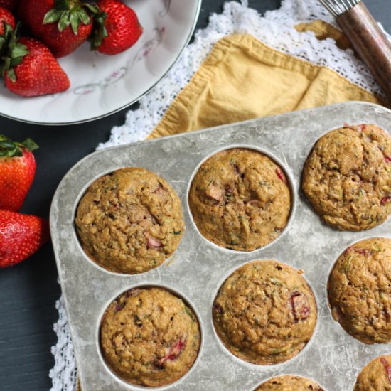 Lemon Strawberry Zucchini Muffins