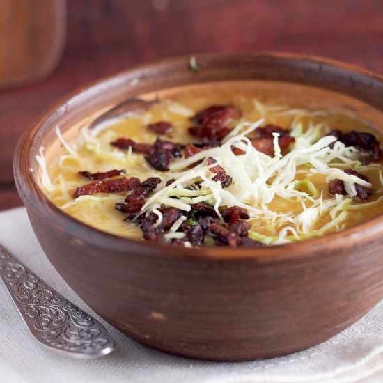 Cabbage, beer and cheese soup