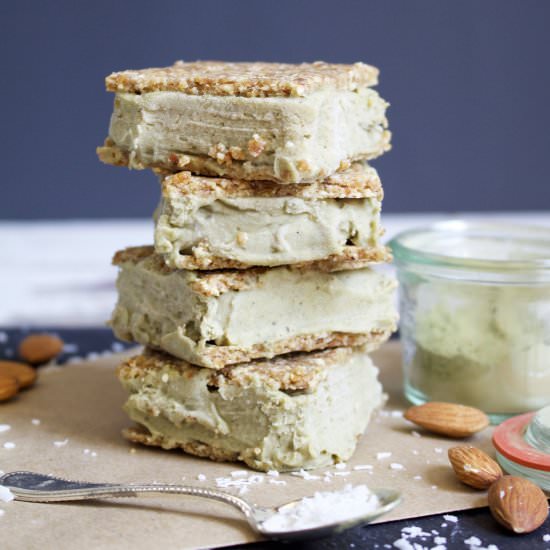 Vanilla Matcha Ice Cream Sandwiches