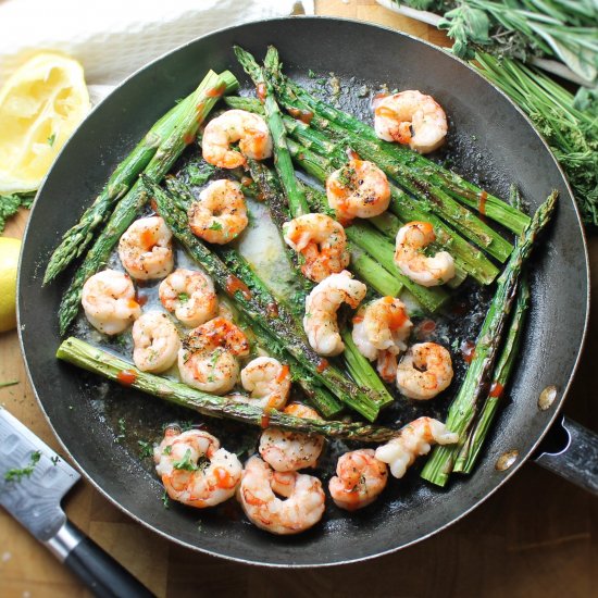 Quick Shrimp + Asparagus