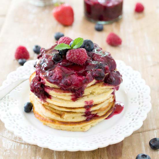 Greek Yogurt Pancakes with Compote