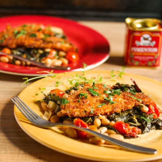 Spanish Fish With Chard & Cannelini