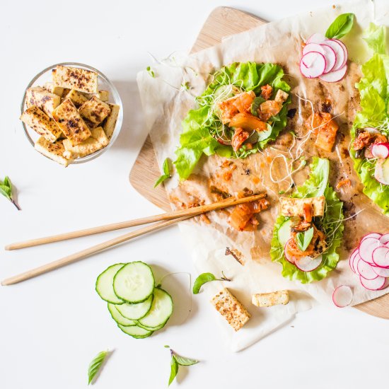 Kimchi & Tofu Lettuce Wraps