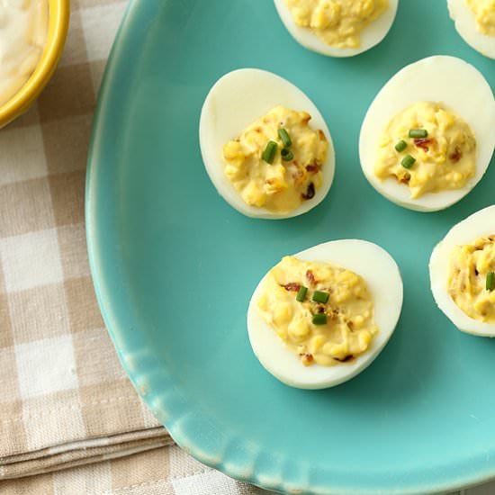 French Onion Dip Deviled Eggs