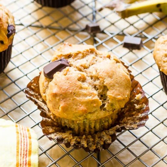 P. Butter Banana Chocolate Muffins