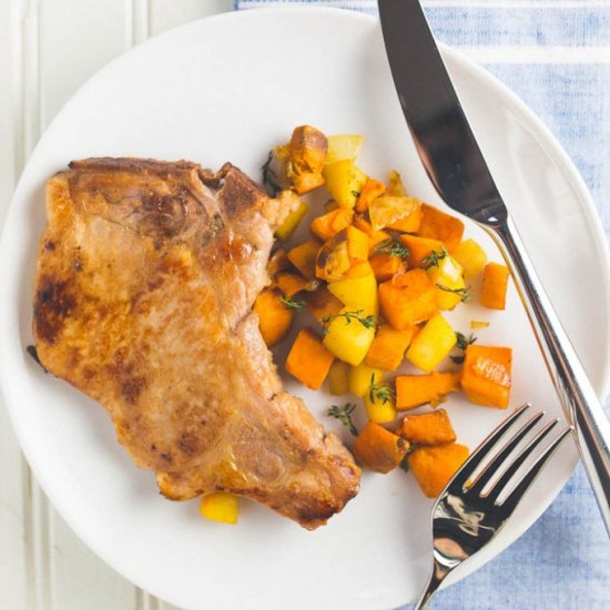 Pork Chops and Sweet Potato Hash