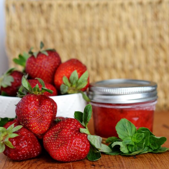 No Cook Strawberry Mint Freezer Jam