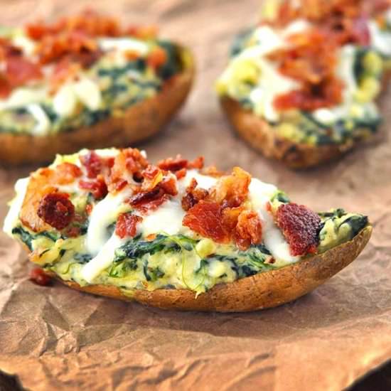 Spinach-stuffed Sweet Potato Skins