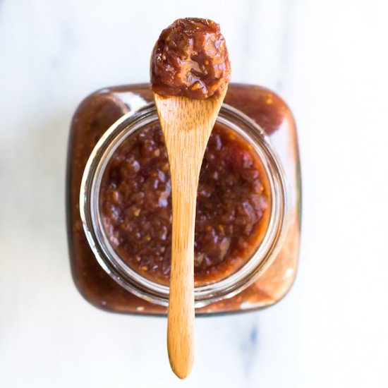 Honey Sweetened Rhubarb Fig Jam